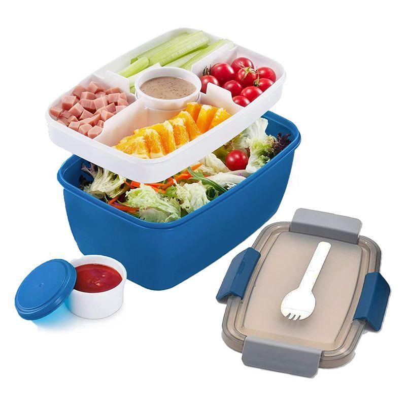 

ABWR-Adult Lunch Box, 2000 Ml, Lunch Box With Compartments, 2-Tier Salad Box To Go, Large, Sustainable, Leak-Proof