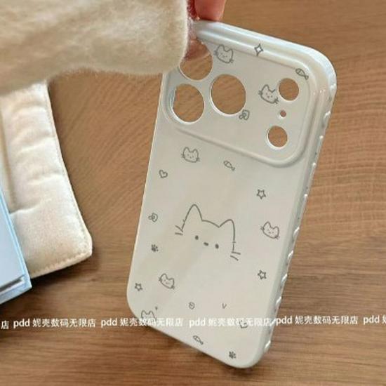 Line Cat iPhone 17 Pro Max Case - Heart Window Design, Size 161514, Niche 11