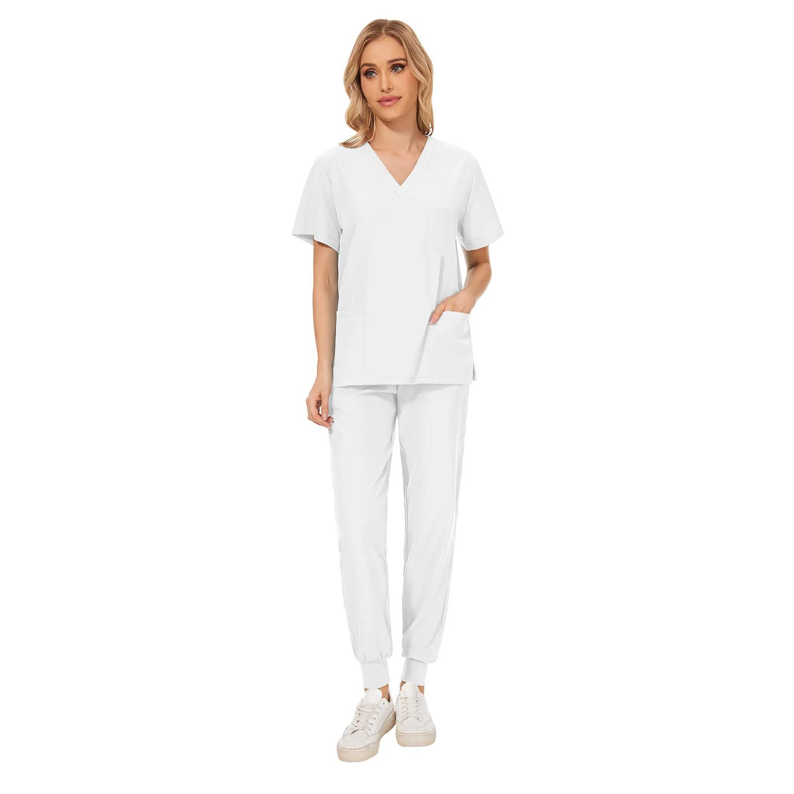 

Косметический комбинезон медсестры с короткими рукавами, костюм хирурга, новый летний повседневный женский врач M белый