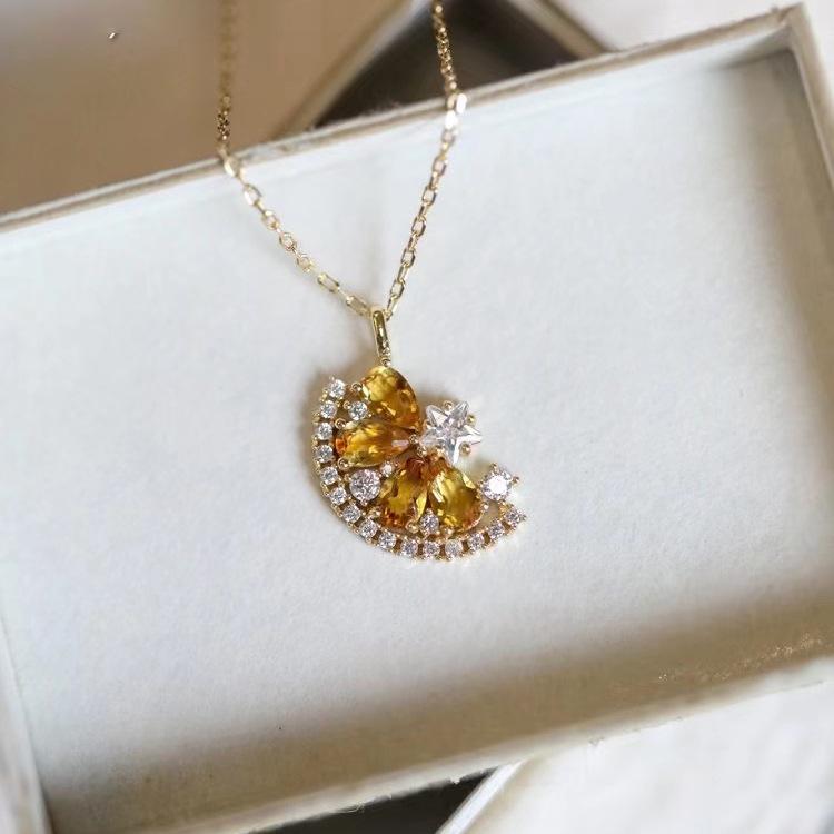 2022 Fresh Lemon Slice Pendant Necklace, Women's S925 Sterling Silver, Versatile Personality Temperament Clavicle Chain