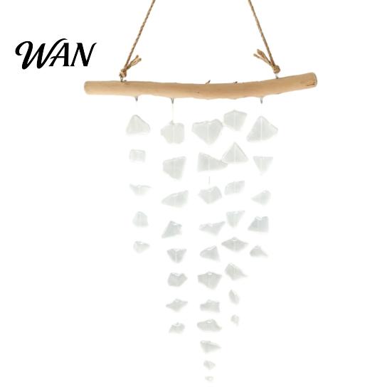 Nautical Wind Chime Sea Glass Chime, Handmade Driftwood Coastal Beach House Hanging for Home Window Decor Colorful