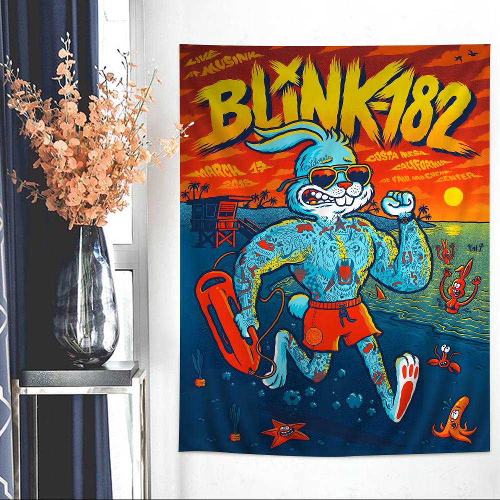 BBlink 182 Rock Band Colorful Tapestry Wall Hanging Bohemian Wall Tapestries Mandala Wall Art Decor