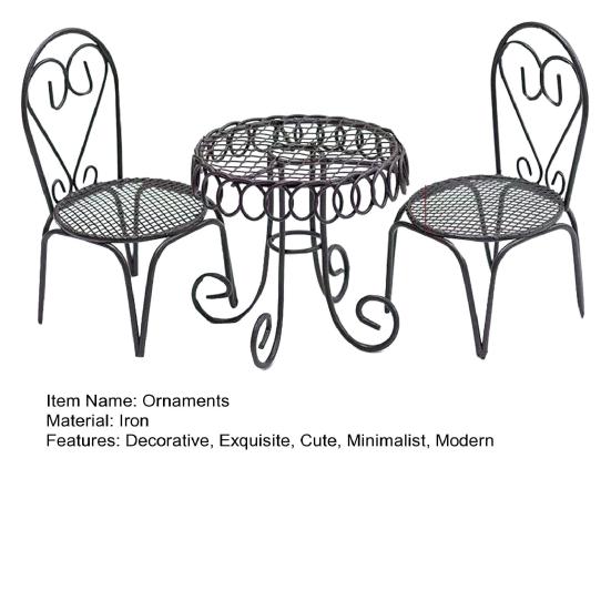Yousheng Dollhouse Miniature Bistro Table/Chairs/Beach Umbrella Accessories, Metal 1:12 Scale Miniatures, Outdoor Coffee/Tea Furniture, Fairy Garden