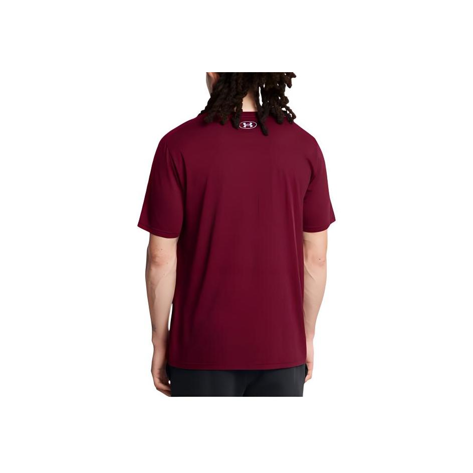 Under Armour Collegiate Letter Print Moisture-Wicking Short Sleeve Breathable T-Shirt Men T-Shirts Flame-Red 1379537-625