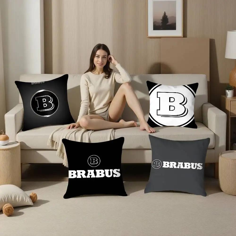 Luxury B-BRA-B-B-BUS Pillow Case Square Double‑Sided Print Cushion Case For Sofa Home Bedchamber Decor Gift