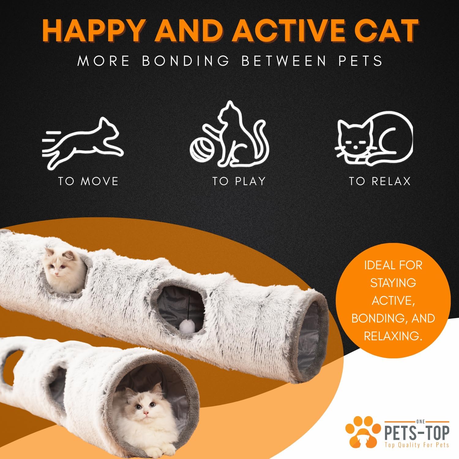 

Collapsible Cat Tunnel Plush – 47 Pearl Gray Crinkle Play Tube for Indoor Cats United States