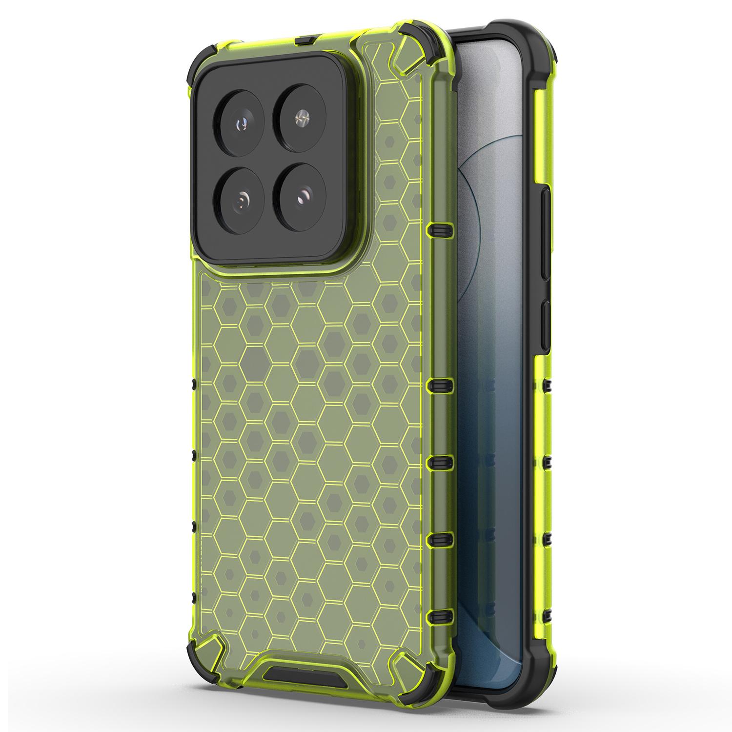 

For Xiaomi 14 Pro Case Honeycomb Design Anti-scratch Phone Cover Green