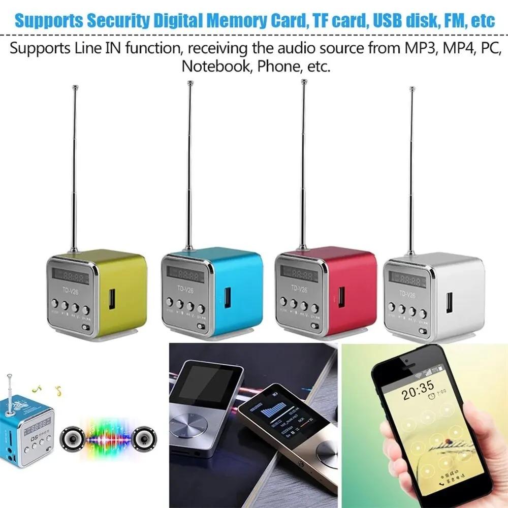 1PC FM Portable Mini Radio Micro Treble Bluetooth Portable Voice For Computer Mobile Phone MP3 Music Support Micro TF Card