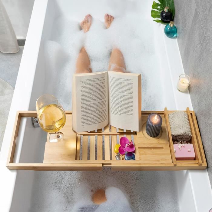 Trayth InnovaGoods Extendable Bamboo Bathtub Tray