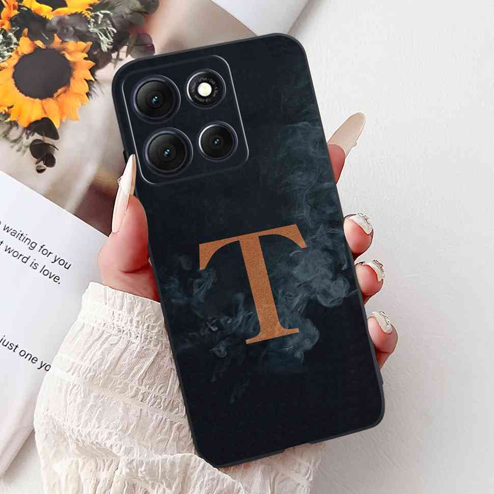 Hot For Motorola Moto G86 5G Case Crown Letters A-Z Soft Silicone Black TPU Cover For MOTO G86 XT2527-2 6.67" Protective Shell
