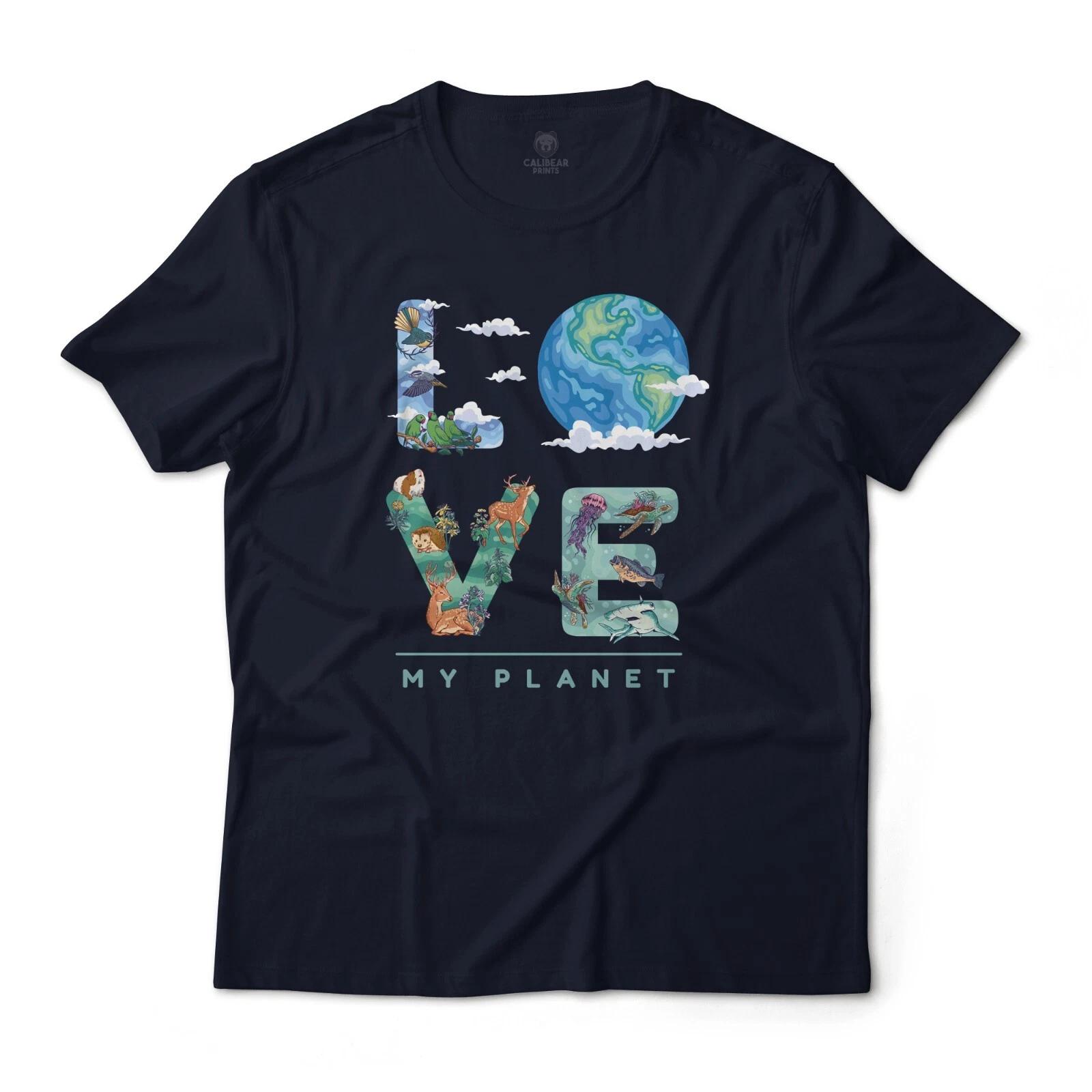

I Love My Planet Earth Art Graphic T-T-Shirt Lightweight Cotton Tee Unisex XL