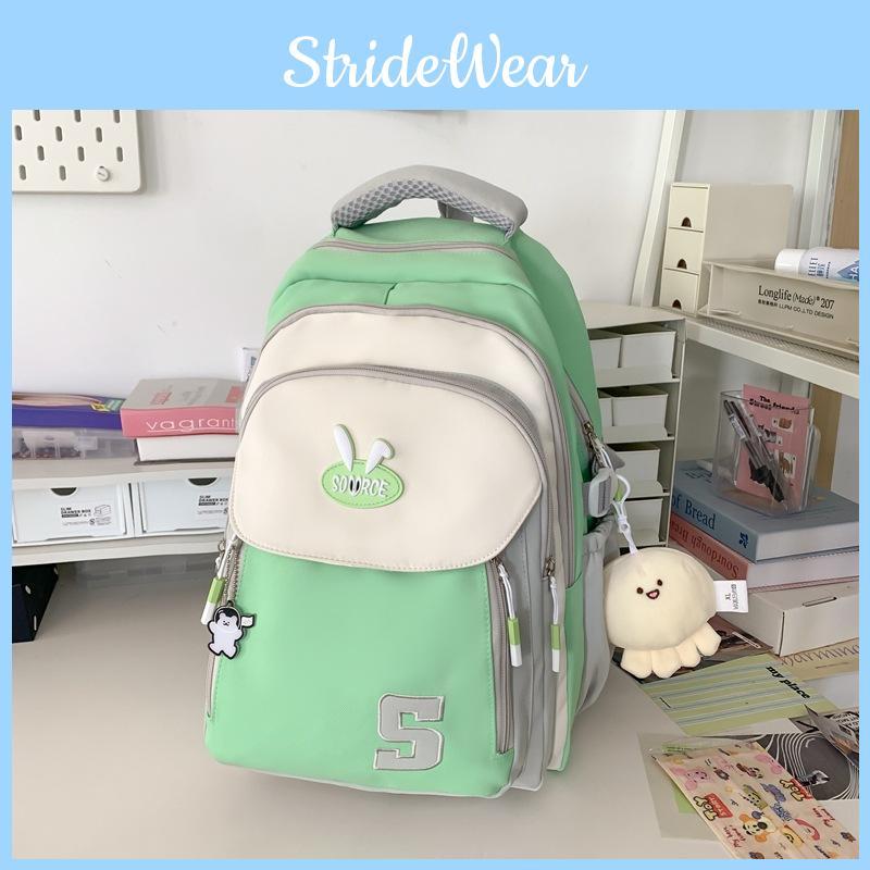 Simple Blocked Color Letter Rabbit Ear Decoration Student Casual Backpack