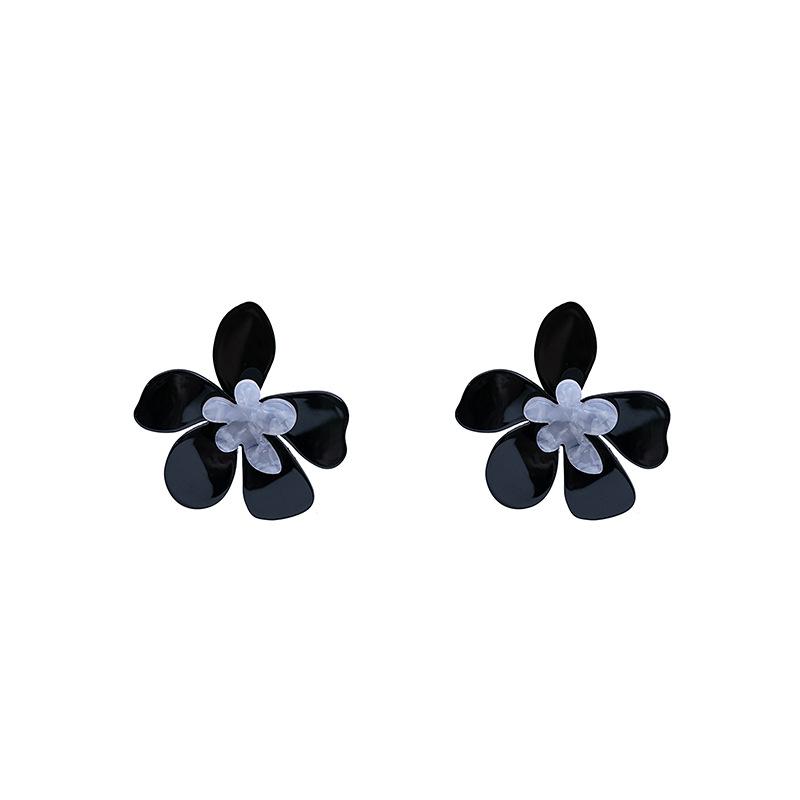 Multi-Colored Flower Earrings, Exaggerated Personality Five-Petal Flower Resin Earrings, High-End Design Floral Stud Earrings For Women