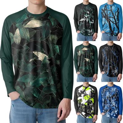 Men's Fashion Printed Raglan Long Sleeve Sports Top