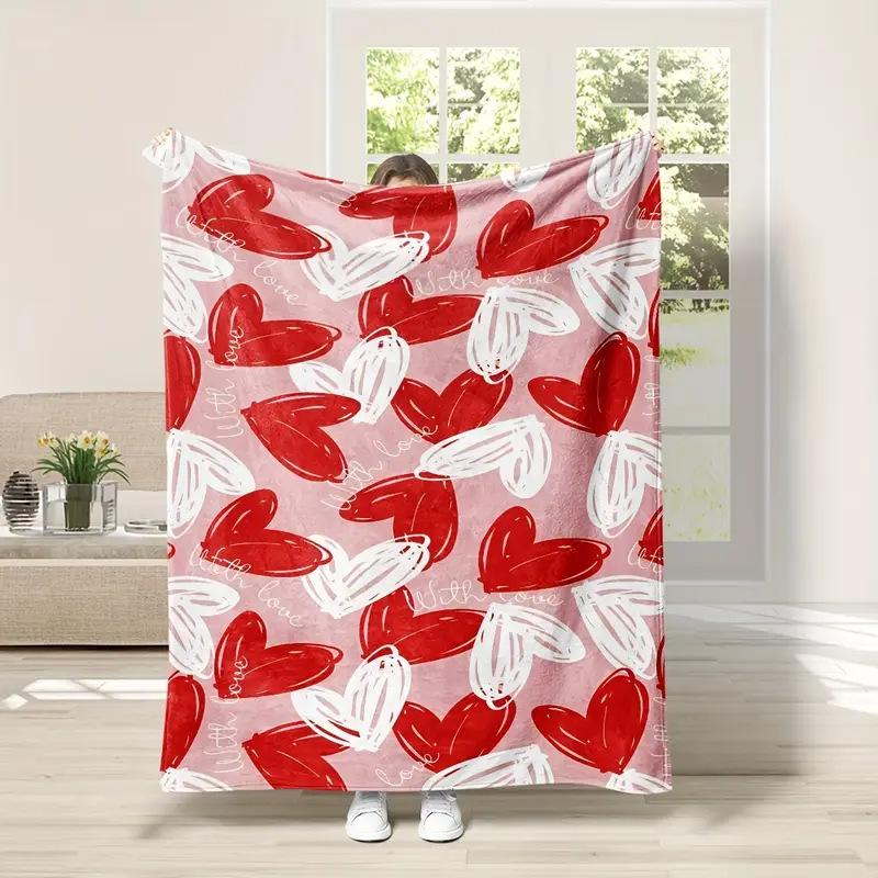 Romantic Love Series Digital-printed Polyester Bedroom Velvet Flannel Cover Blanket Fleece Soft Sofa Cover Blankets for Beds