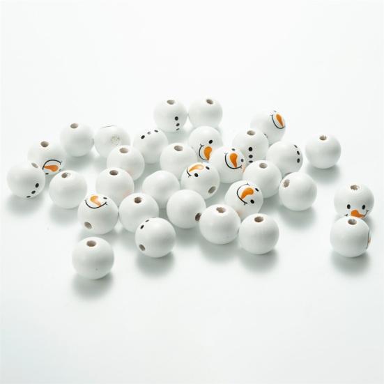 Snowman Bead Garland Exquisite Adorable Wood Rustic White Christmas Snowman Bead for Home Decor