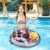 1PVC Inflatable Beverage Holder Cup Holder Porous Cup Cushion Fruit Red Wine Mobile Phone Water Inflatable Ice Bed Swimming Pool