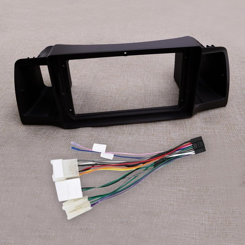 Car 9inch Stereo Radio Fascia Panel Frame with Harness Black Fit for Toyota Corolla EX 2007 2008 2009 2010 2011 2012