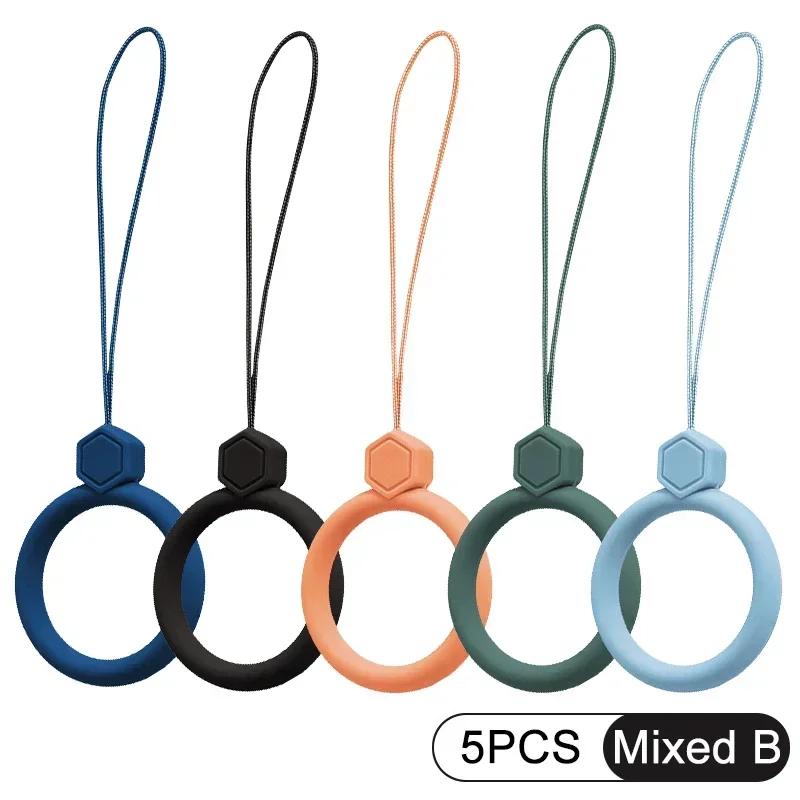 Silicone Wrist Strap Lanyard Mobile Phone Hanging Rope Finger Ring Anti-lost Straps Phone Lanyard For iPhone 16 Pro Max Samsung