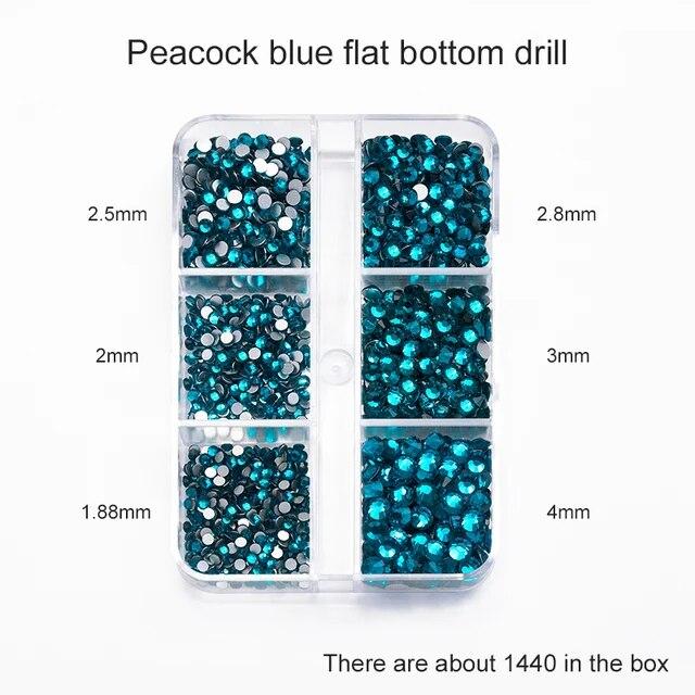 1Box Mix Sizes Ss6-ss20 Glass Non Hot Fix Rhinestone Flat Back Crystal Stone Strass Glitters Nail Diamond For DIY Garment