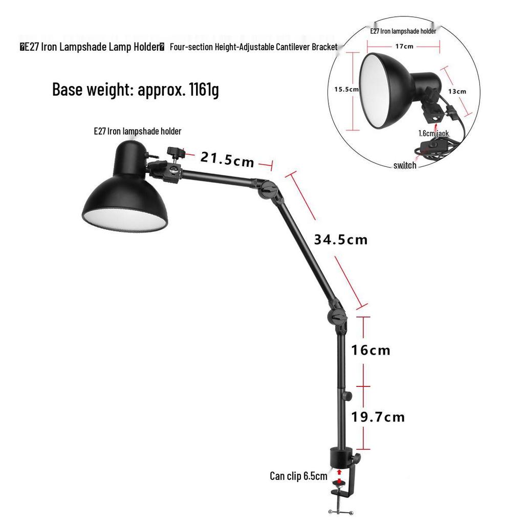 Space-saving E27 Universal Desk Lamp: Student Eye Protection Reading Light for Home or Bedside.
