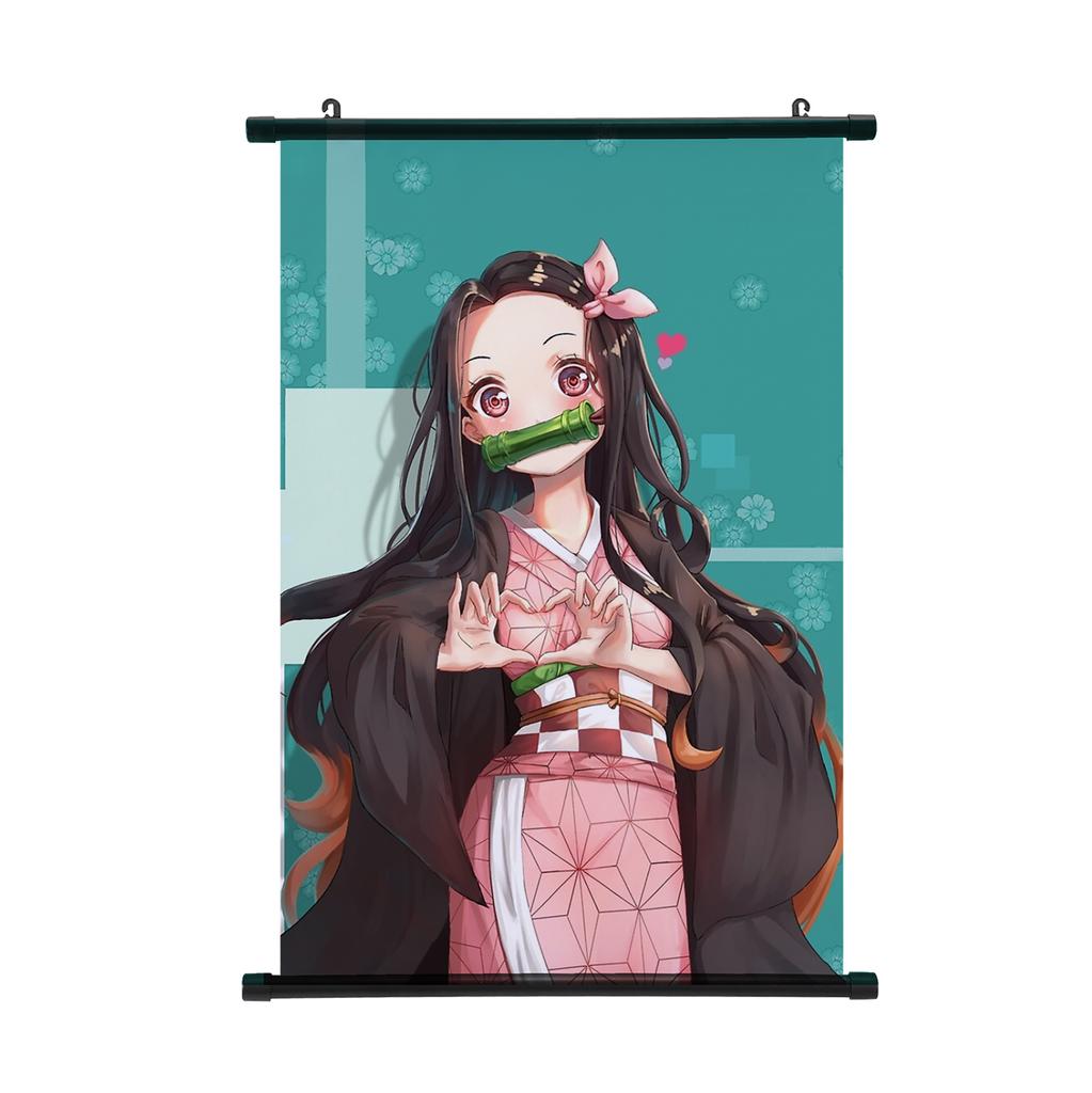 Demon Slayer Nezuko Poster Tecknad Kimetsu No Yaiba Rullposter Vägg Rullposter Populärt Mönster Målning Poster
