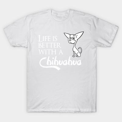 T-Shirt Damen Life Is Better With A Chihuahua Harajuku Print Kawaii T-Shirt Sommer Kurzarm Damen T-Shirt Top Tee