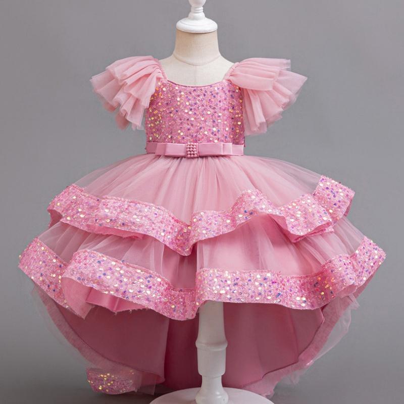 

Комбинезон без рукавов с пайетками для девочек, платье для дня рождения, вечеринки, причастия, платье для подружки невесты на свадьбу, платье для девочек-цветочниц 110 розовый