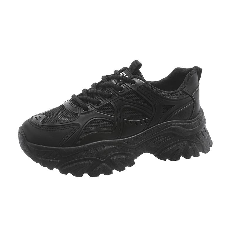 Thick-soled Solid Color Dad Shoes for Female Students Running Sneakers  New Summer Mesh Breathable Casual Shoes