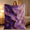 Elegant Purple Gold Marble Swirl Throw Blanket Plush Couch Cover For Sophisticated Bedroom Living Room Decor Gift