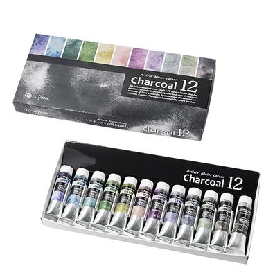 Kusakabe Transparent Watercolor 10ml 304951 Paints, Charcoal, 12-Color Set, (No. 4),