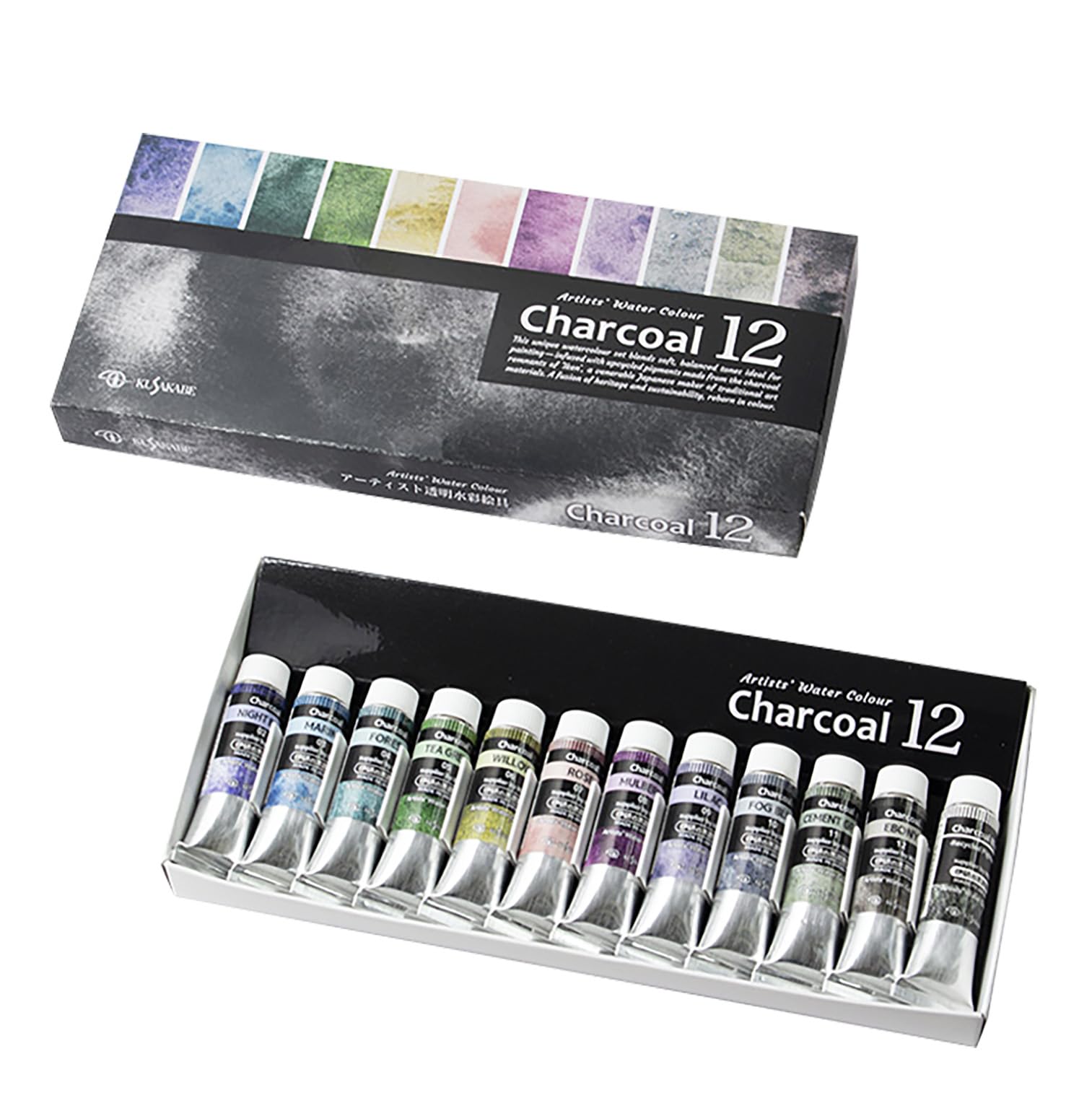 Прозрачная акварель Kusakabe 10 мл 304951 Краски, Уголь, Набор из 12 цветов, (нет. 4),