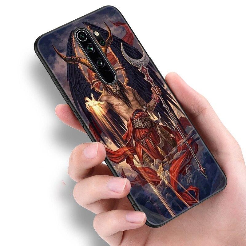 Pentagramm 666 Dämonische Satanic Silikon Telefon Fall Für Xiaomi Redmi Hinweis 11 10 9 8 Pro 11T 10T 10S 9S 8T 9 9A 9C 9T Schwarze Abdeckung