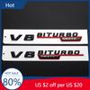 Hot 2025 2pcs Car Stickers ABS 3D V8 BITURBO 4MATIC+ Emblems for Mercedes Benz W204 W205 Coupe C63 W212 W213 E63 W222 AMG W176 S