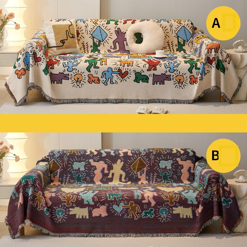 Prevent Cat Scratch Thick Tassels Couch Pad Full Coverage Home Waterproof Sofa Cover Living Room Sofas Blanket Furniture Cover