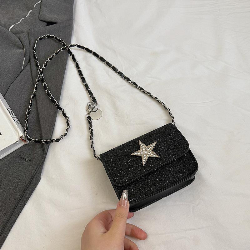

Сумка женская 2025 новая кроссбоди супер огненная цепочка летняя серебряная универсальная изысканная маленькая сумка уникальная мини-сумка чёрный