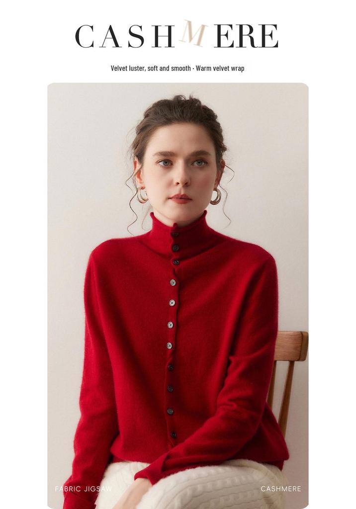 Lekasha Women's Cashmere Cardigan: Autumn/Winter 2026 Collection - Fashionable Thickened Sweater.