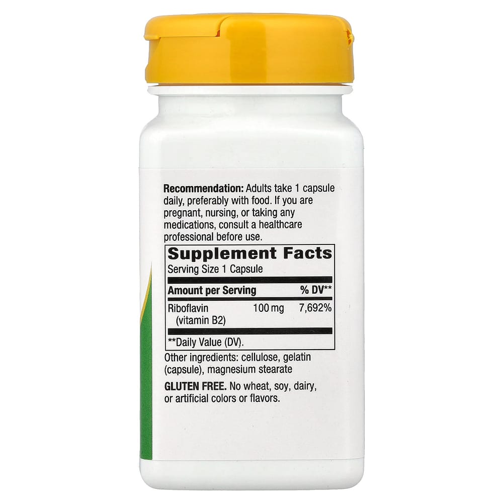 Nature's Way Riboflavin Vitamin B2 100mg Capsules, 100 Count