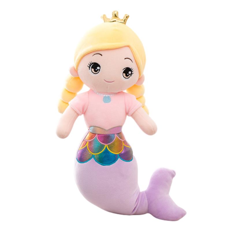

Mermaid Toys Plush Crown Cartoon Doll Cushion Cute Plushies Decor Gifts Kids 55cm/21.65in фиолетовый