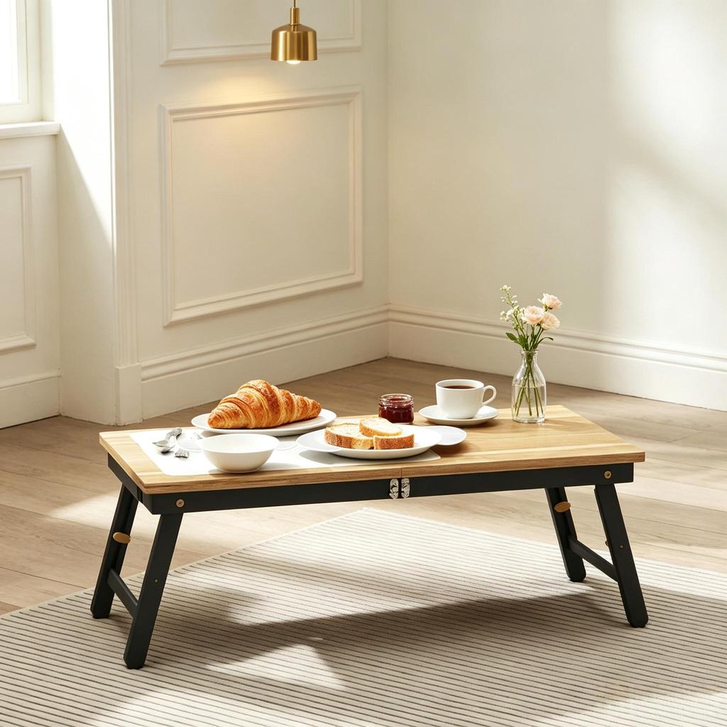 Laptop Table with Height and Angle Adjustment, Folding Table with Tilt Function and Drawer, Multifunctional Bed Table (only with 1pc Bed Table)