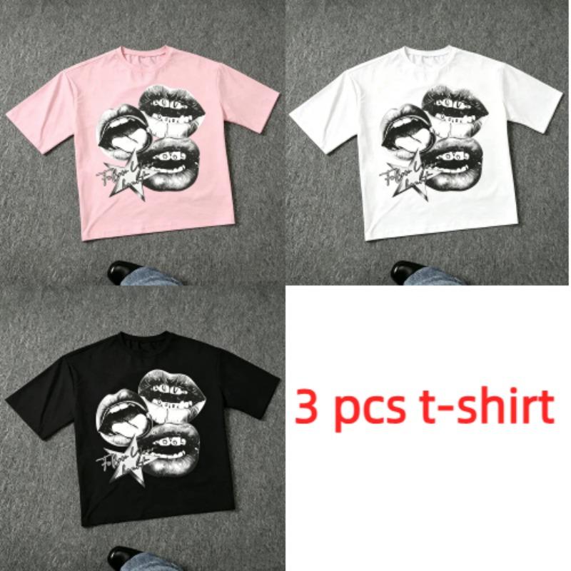 Harajuku Buchstabe Mund Druck Damen T-Shirts Sommer Mode Straße Outdoor Lässig T-Shirt Tops für Herren und Damen Tees Top