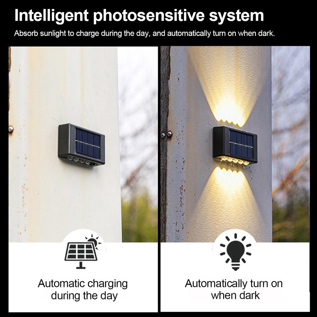 Solar Wall Lamp Outdoor Waterproof Upper And Lower Wall Lights Luminous Lighting Home Garden Courtyard Fence Decoration Light