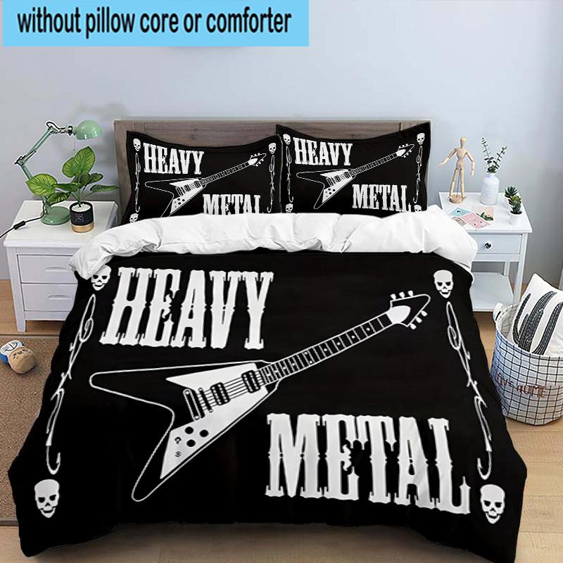 Guitar Collection Diversity 3pcs Bedding,Including 1pc Duvet Cover And 2pcs Pillowcases Perfect for Christmas,Ideal for Bedroom, Dormitory