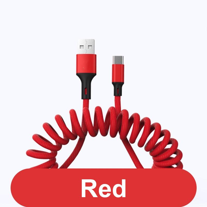 

Кабель Marjay 5A USB Type C, пружинный кабель для быстрой зарядки для iphone 11, 12, 13, кабель Micro USB для Samsung, Xiaomi, Huawei, провод для передачи данных 1.5m For Type C красный