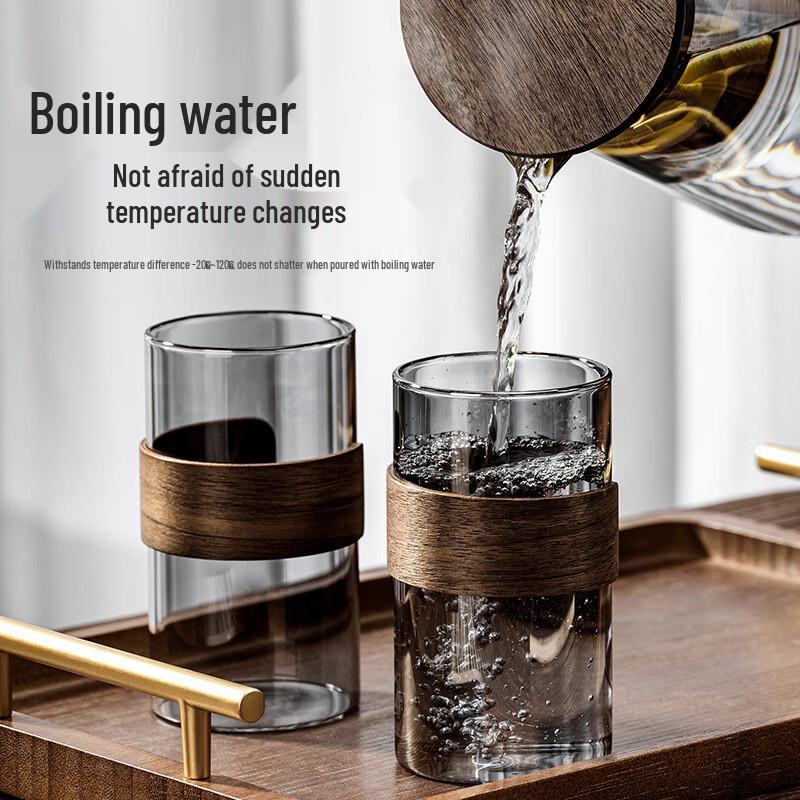 Handun Heat-Resistant Glass Cup Set with Tray and Kettle