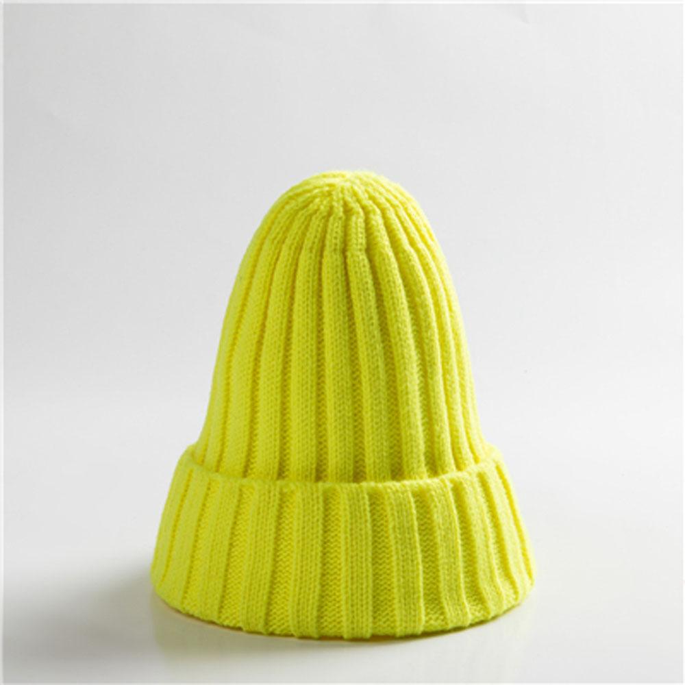 Trendy Autumn Winter Solid Edge Curl Woolen Knitted Skullies Beanies Unisex Ear Protection Warm Fitting Hood Hat
