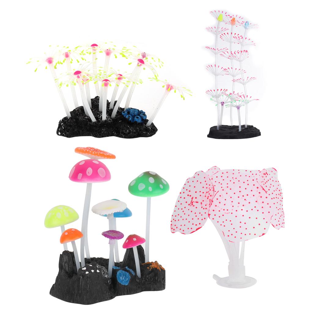 Aquarium Dekorationsset Leuchtende Silikon-Korallendekoration Leuchtende Aquarium-Korallenornamente