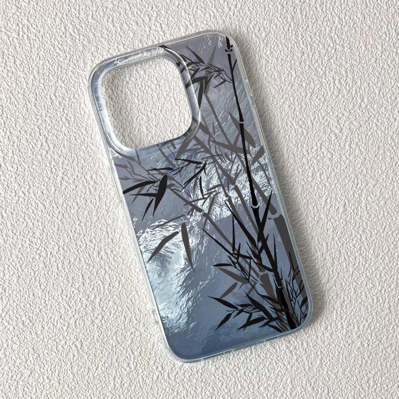 Bamboo Ink Design Phone Case for iPhone 17, 16 Pro, 15, 14 Pro Max, 13 - European & American Style