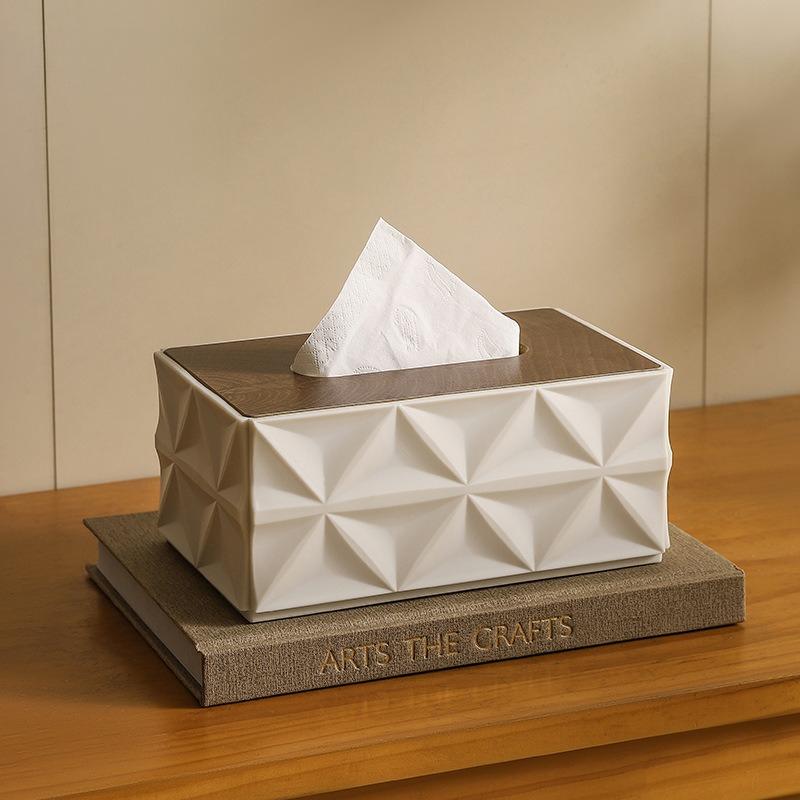 

Wooden Lid Tissue Box Luxury Minimalist Living Room Dining Table and Coffee Table Multi-Functional Square Napkin Holder for білий
