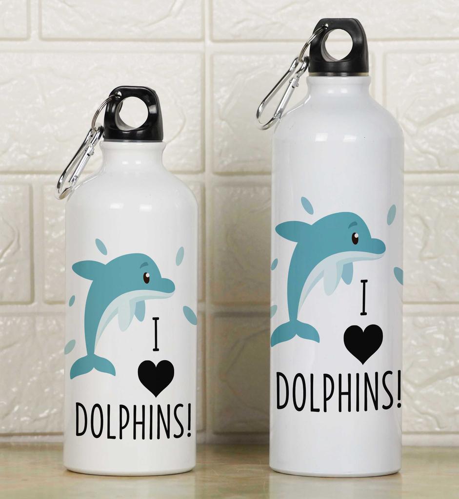 Printtoo Carabiner Clip Travel Bottle Dolphin Print Aluminum Water Bottle Kids